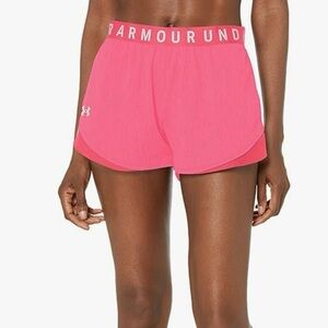 Under Armour Play Up 3.0 Twist Pink Punk / White Athletic UA Logo Shorts size XS